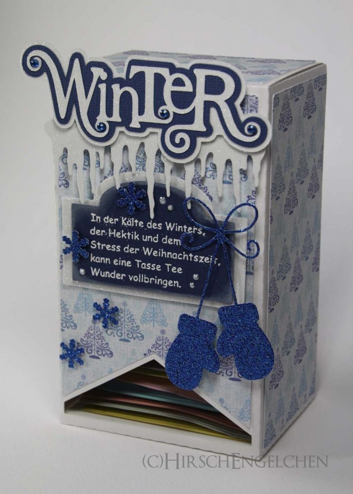 Teebeutel Adventskalender Winter hellblau